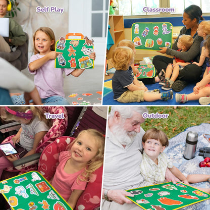 CHEFAN 4 Pack Felt Board Story Set, The Mitten, The Little Red Riding Hood, Gingerbread Man, Ugly Duckling, Precut Felt/Flannel Figure Pieces Teaching Wall for Preschool Activity Early Storytelling