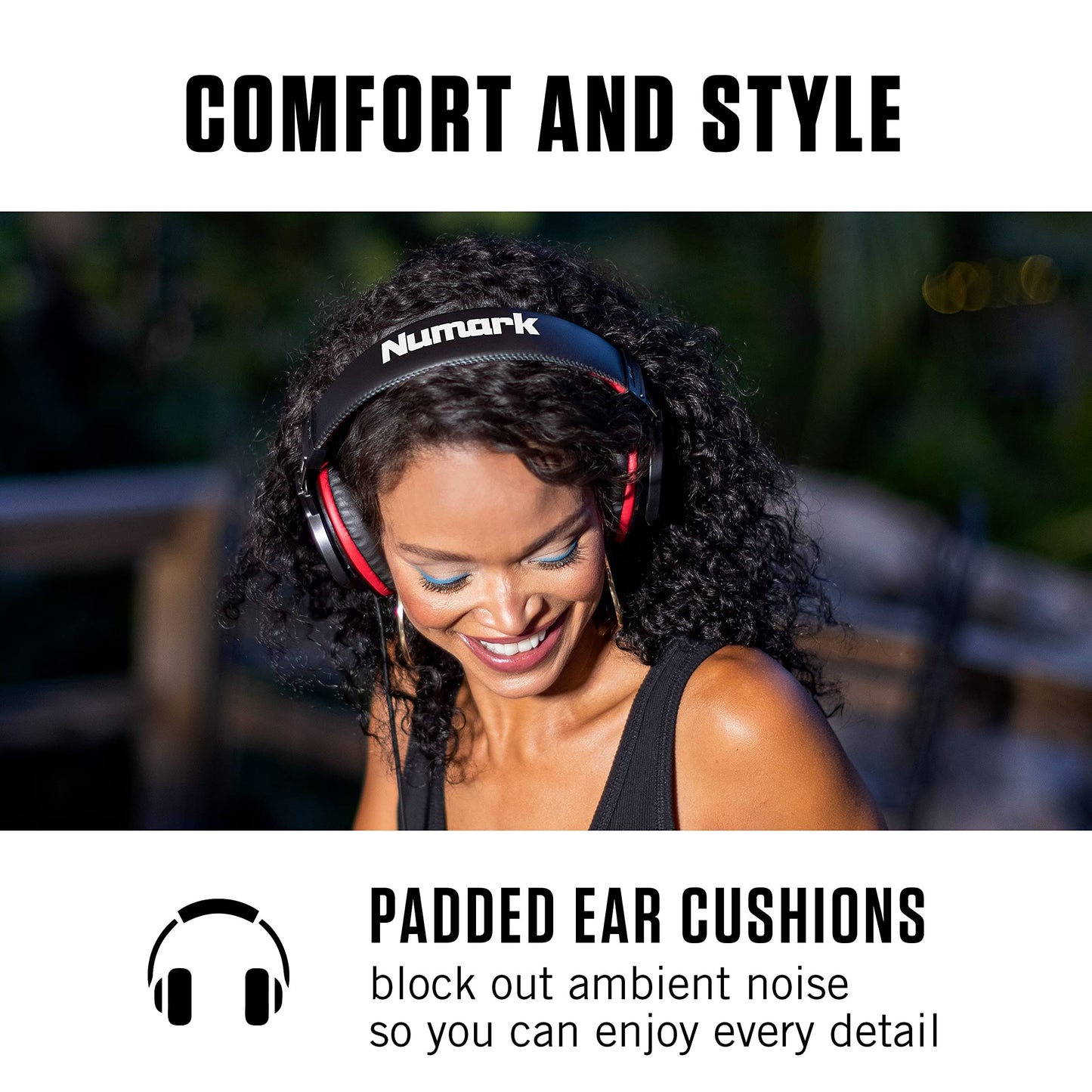 Numark HF175 - DJ Headphones with Closed Back Over Ear Design, 40mm Drivers, Comfortable Ear Pads for Mixing and DJ Monitoring, 3m Cable Included , Black