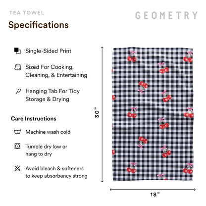 GEOMETRY Kitchen Towels - Quick Dry Microfiber Cloth Dish Towels for Kitchen Drying - Premium Quick Dry Towel - Cherry Bow, 18" x 30" - 2 Pieces