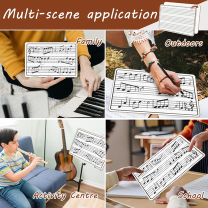10 Pack Double Sided Music Staff Lapboards 9'' x 12'' - Mini Dry Erase Whiteboards with 3 Staves & Blank Back, Small Music Board for Students, Piano Teachers, Classroom Supplies & Gifts