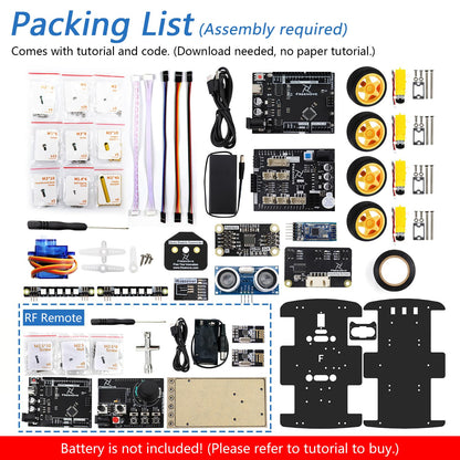 Freenove 4WD Car Kit with Remote (Compatible with Arduino IDE), Line Tracking, Obstacle Avoidance, Wireless Control App, Ultrasonic Sensor Motor Servo