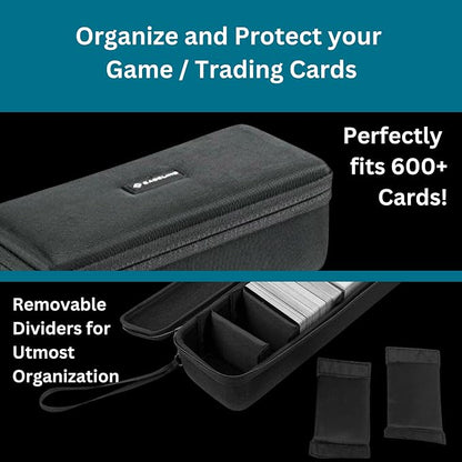 caseling Hard Card Case for 600+ Trading Cards, Collectible Game Holder | Premium EVA hard shell case holds over 600 trading cards with 5 adjustable dividers for custom organization