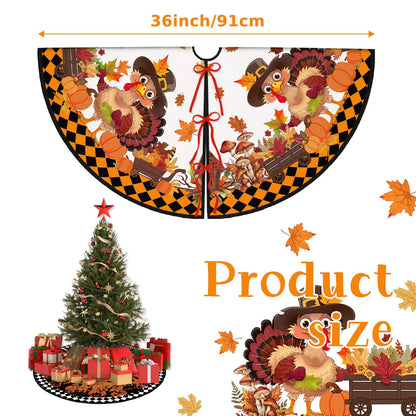 Orange Christmas Tree Skirt 36 Inch Reversible Halloween Thanksgiving Double Side Print Tree Skirt Fall Christmas Tree Skirt for Party Indoor Outdoor