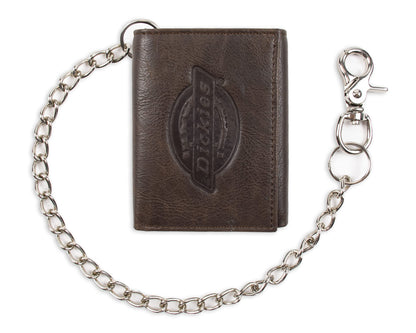 Dickies mens Leather Trifold Wallet, Dark Brown, One Size US
