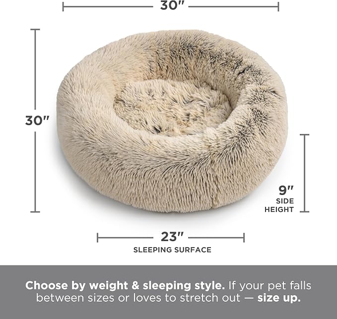 Best Friends by Sheri The Original Calming Donut Dog Bed for Medium Dogs up to 45 lbs, Shag Faux Fur, Baby Blue, 30" x 30"