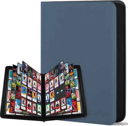 1000+ Pockets Trading Card Binder, 16 Pockets Zipper Binder Card Album, 32 Pack Double-sided Side Loading Non-Ring Card Binder, Card Holder Folders for MTG, TCG, Game Cards & Sports Cards, Navy Blue