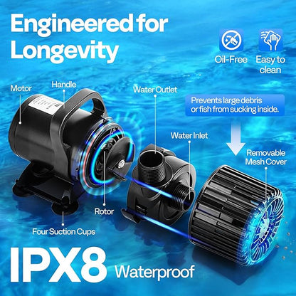 VIVOHOME Electric 220W 4500GPH Submersible Water Pump for Koi Pond Pool Waterfall Fountains Fish Tank and Aquarium