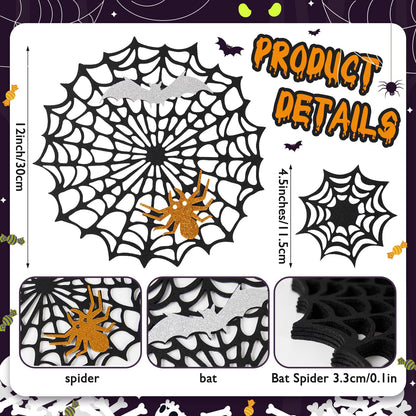 Halloween Spider Web Placemats Set of 8, Hollow Out Spider Web Dining Table Decor, Ideal for Holiday Party Decorations