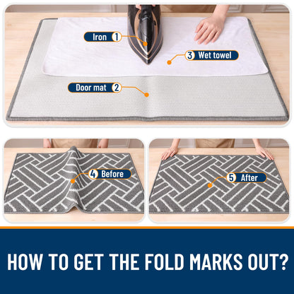 OLANLY Large Indoor Door Mat, 59x35 Inch, Dirt Resistant and Absorbent, Non-Slip Rubber Backing Floor Mats, Easy Clean Low-Profile Doormat for Entryway, Front Door, and Inside Entrance, Grey