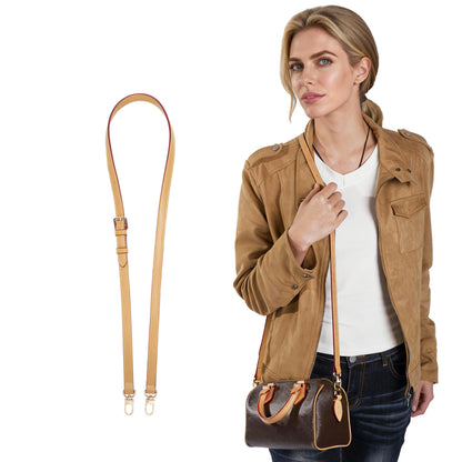 LvansWtl Adjustable Vachetta Leather Replacement Strap, Compatible with Diane，Pochette，Saumur，Boulogne Crossbody/Single-Shoulder/HOBO Bags with Length 37.8-48.43in (0.59" Width)