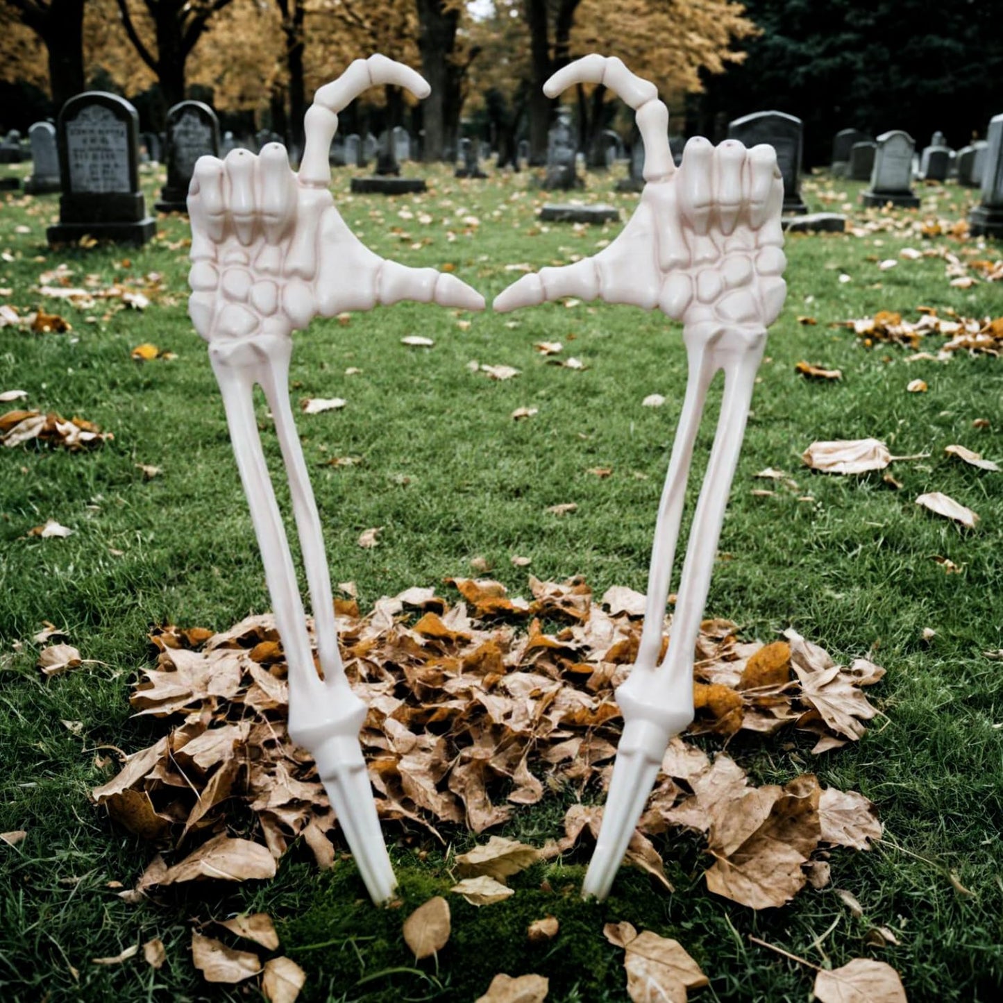 Seasons Halloween Skeleton Stakes Decorations, Love Pose 2 Piece Hands Arms with Lawn Stakes for Outdoor Yard Garden Graveyard Haunted House Decor