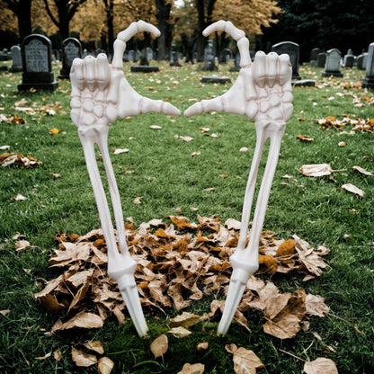 Seasons Halloween Skeleton Stakes Decorations, Love Pose 2 Piece Hands Arms with Lawn Stakes for Outdoor Yard Garden Graveyard Haunted House Decor