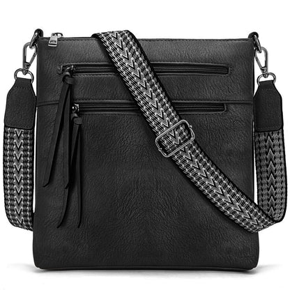 GEMIU Small Crossbody Bags for Women Travel Multi Pocket Crossbody Purse Women's Crossbody Handbags with Guitar Strap Black