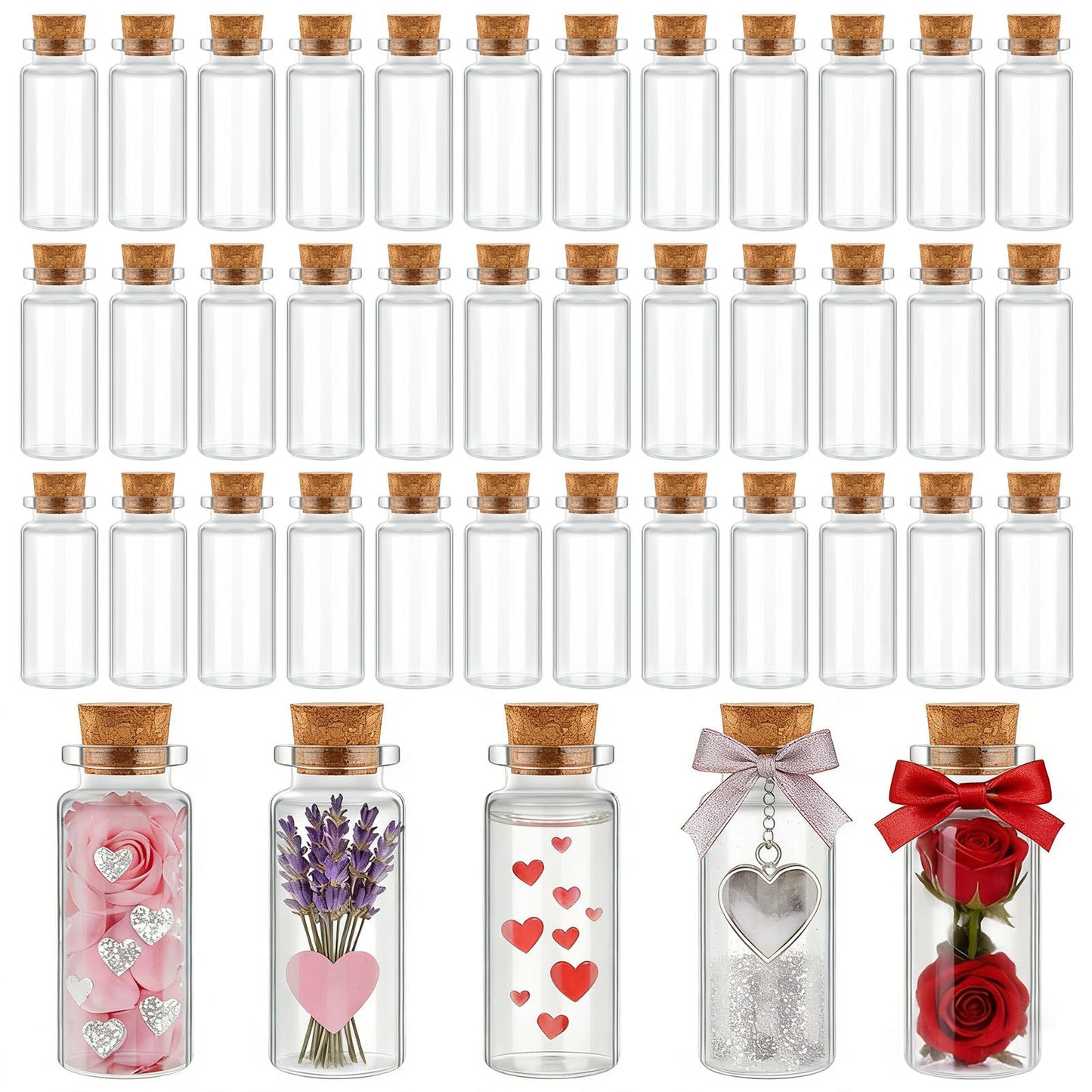 Gerrii 150 Pcs 30 ml Mini Glass Bottles with Wood Cork Stoppers, Mini Potion Glass Vials Small Clear Bottles Wishing Message Spell Tiny Jars Sand Art for Halloween Decoration Wedding DIY Favor