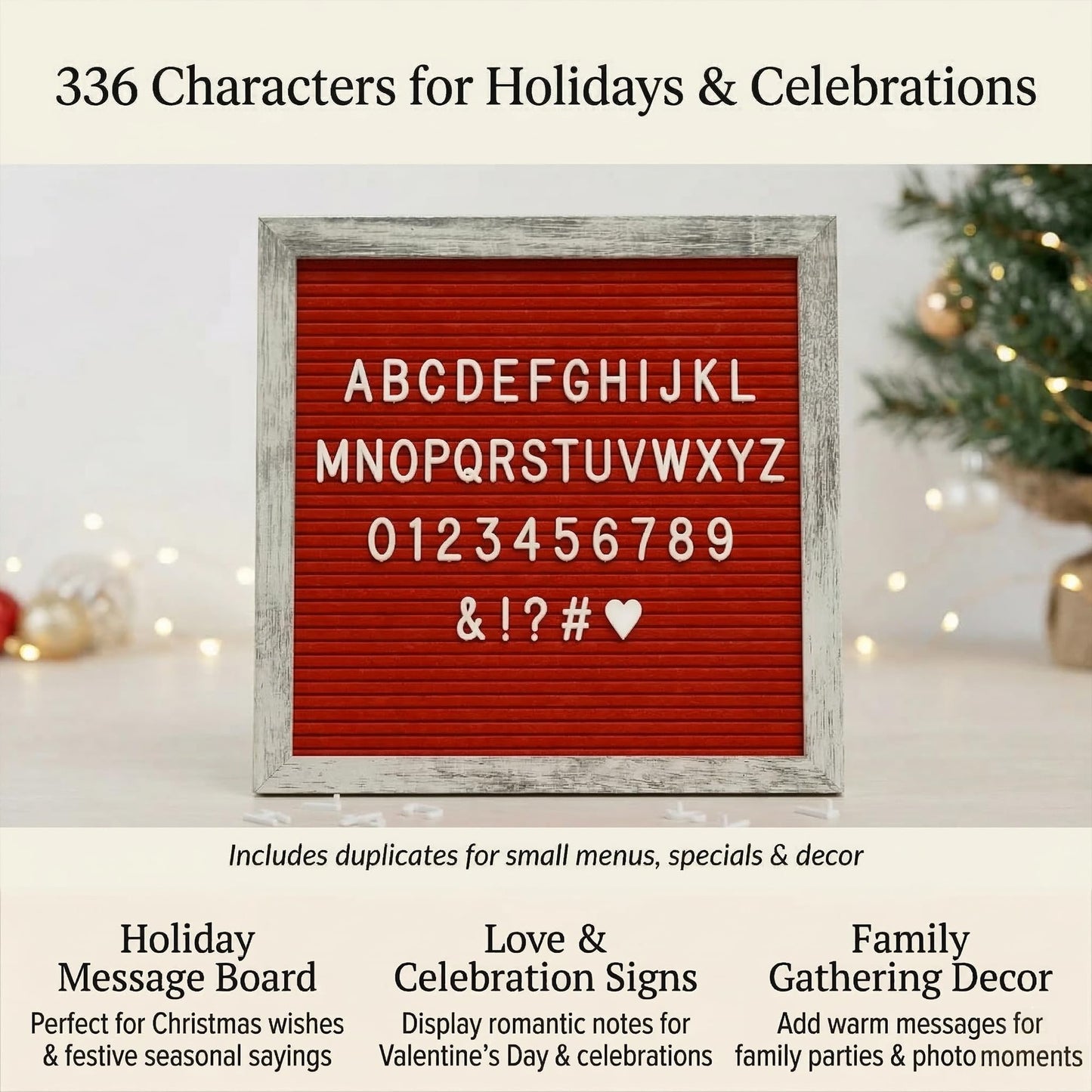 C CRYSTAL LEMON Rustic Red Felt Letter Board 10x10 Inch, 336 Letters Numbers and Symbols, Changeable Wooden Message Board with Wall Mount and Display Stand