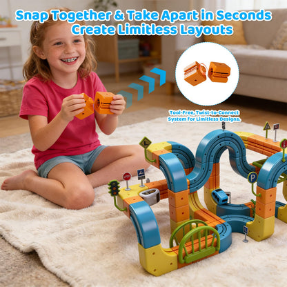 168 Pcs Cube Track Fusion Toy with 2 Trains,2026 New klick Rail Electric Train Set for Kids Ages 4-8 with Gravity-Defying 3D Infinity Track, Build Your Own Trackfusion Train System & Gravity Tracks