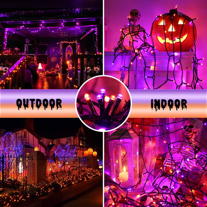 Toodour Halloween Orange & Purple Lights, 131ft 350 LED Plug in String Lights with 8 Modes and Timer, Connectable, Waterproof Halloween Outdoor Lights for Home, Party, Garden,Holiday Decorations