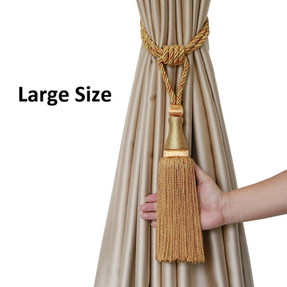 HedongHexi 2 Pack Large Tassel Curtain Tiebacks, Luxury Curtain Rope Tie Backs, Home Decorative Holdbacks Braided Tassel Tie-Backs (Dark Coffee, 2 Pack)