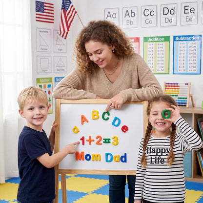 Odoorgames 78 Pcs Plastic Magnetic Letters & Numbers – Upgraded Magnets & 6 Colors - ABC Alphabet Magnets for Toddlers, Fridge & Whiteboard Learning Set