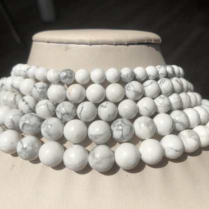 Yochus 45pcs White Howlite Turquoises Beads，8mm Healing Power Natural Stone Round Loose Beads for Jewelry Making Earring Necklace DIY Crafts