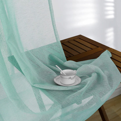 KOUFALL Aqua Curtains 63 Inch Length 2 Panels for Bedroom Matching Wall Bedding Semi Sheer Opaque Window Curtains for Bedroom,Seafaom/Retro Mint Green