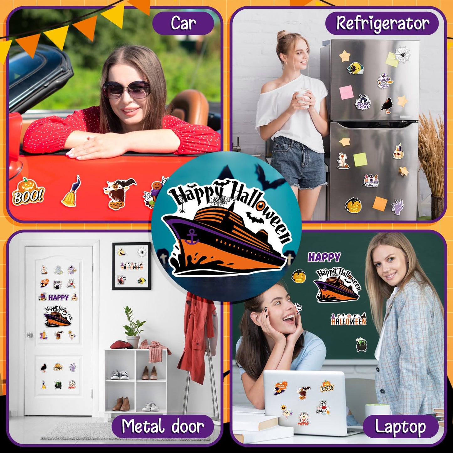 27 Pcs Halloween Cruise Door Magnets Decorations Funny Cruise Ship Door Magnets Magnetic Reusable Magnet for Graduation Cabin Ship Carnival Refrigerator Office Car Accessories