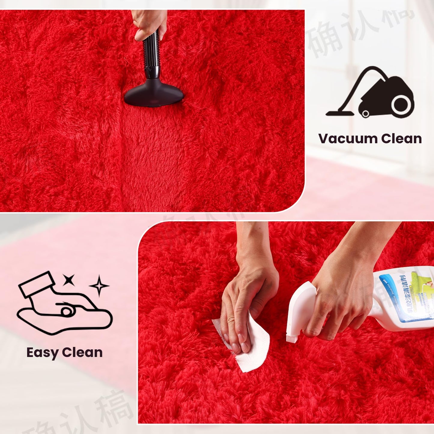 GREFFY Soft Runner Rugs for Bedroom, 2x6 Ft Hallways Modern Plush Red Shag Carpet, Non Slip Dorm Bedside Shaggy Rug for Living Room, Indoor Long Nursery Kids Girls Teen Room Aesthetic Home Decor