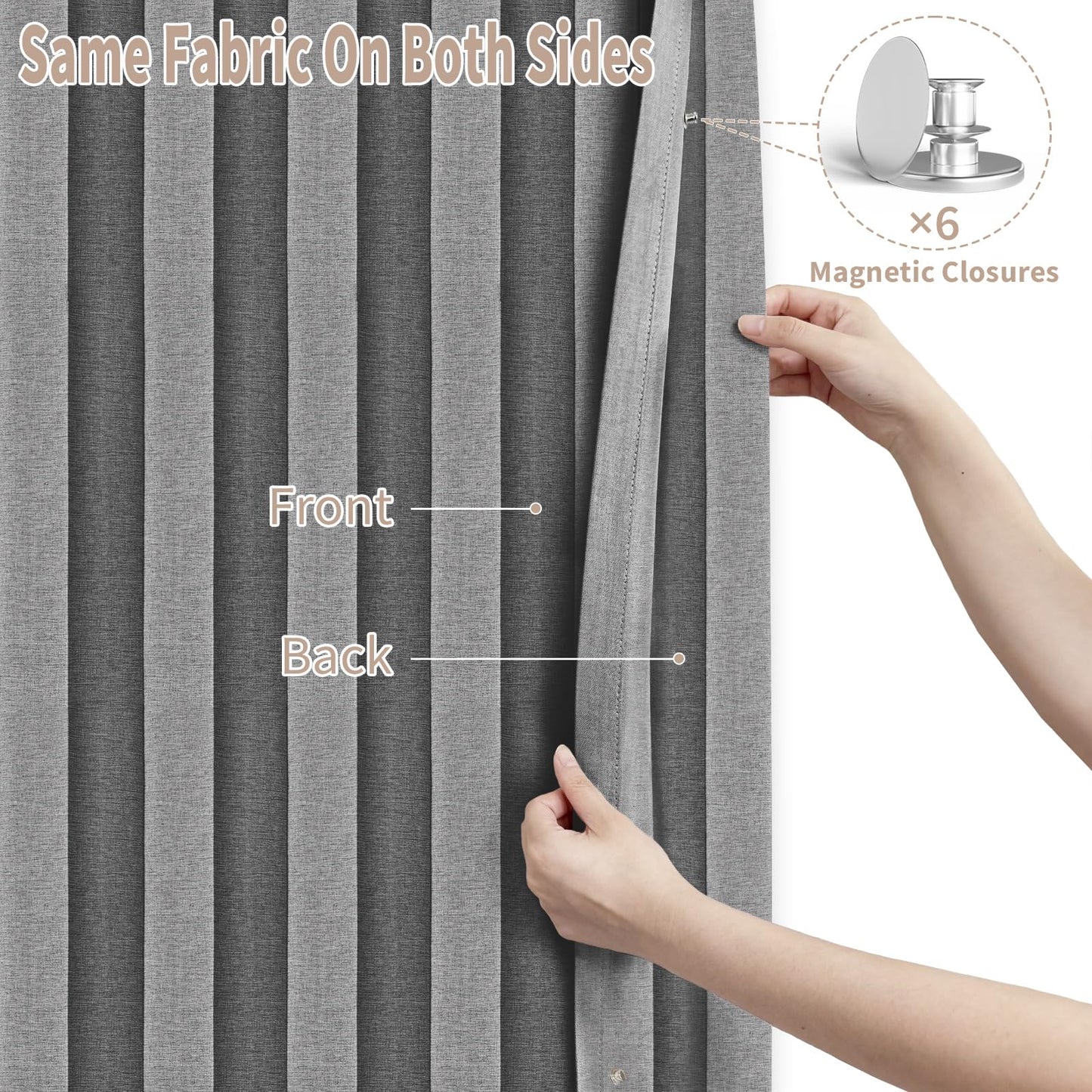 Vatge Closet Curtain for Open Closet, Pleated Folding Curtains for Doorway, Privacy Room Divider for Separation,1 Panel with Tieback, W39 x L78, Grey