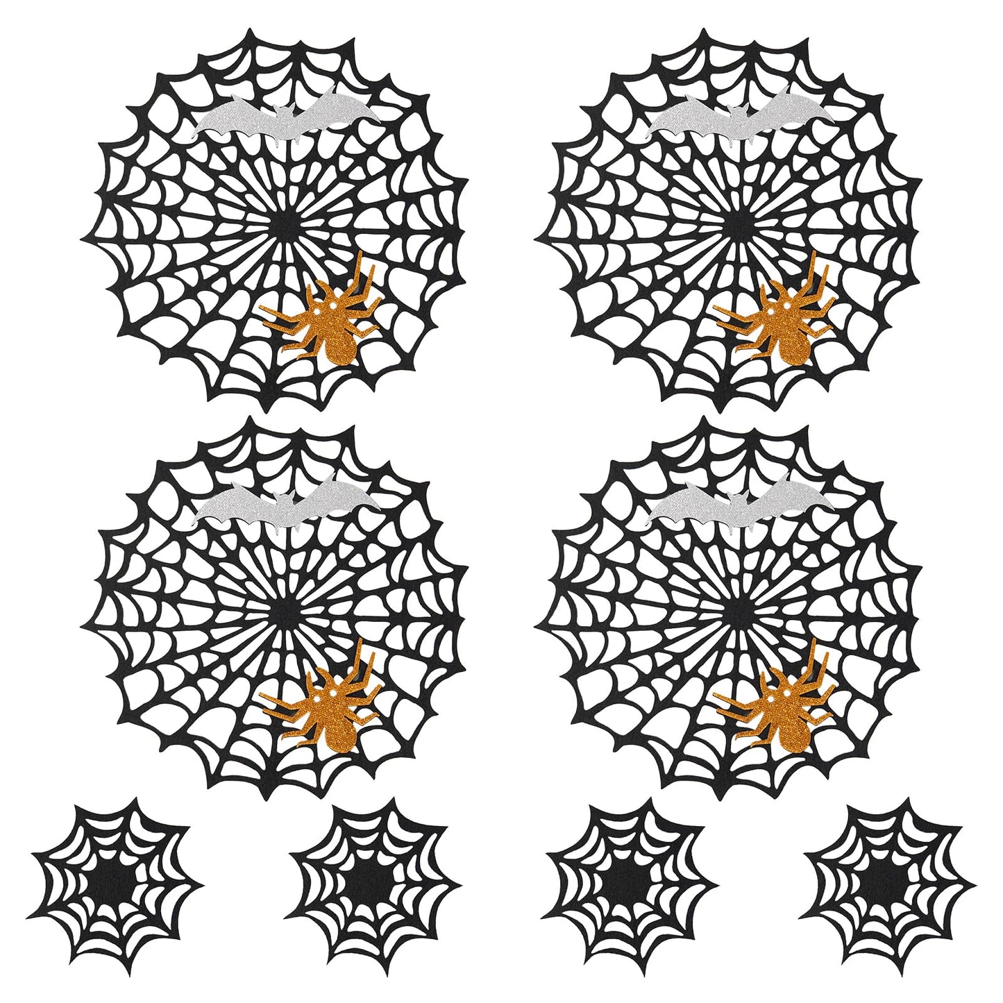 Halloween Spider Web Placemats Set of 8, Hollow Out Spider Web Dining Table Decor, Ideal for Holiday Party Decorations