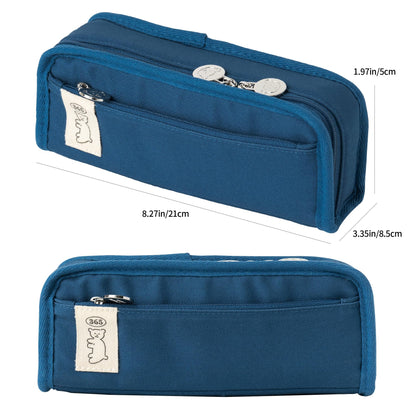 brunch brother Daily Blue Pencil Case, Large Capacity Pencil Pouch with Ample Storage, Simple Design for Students and Professionals