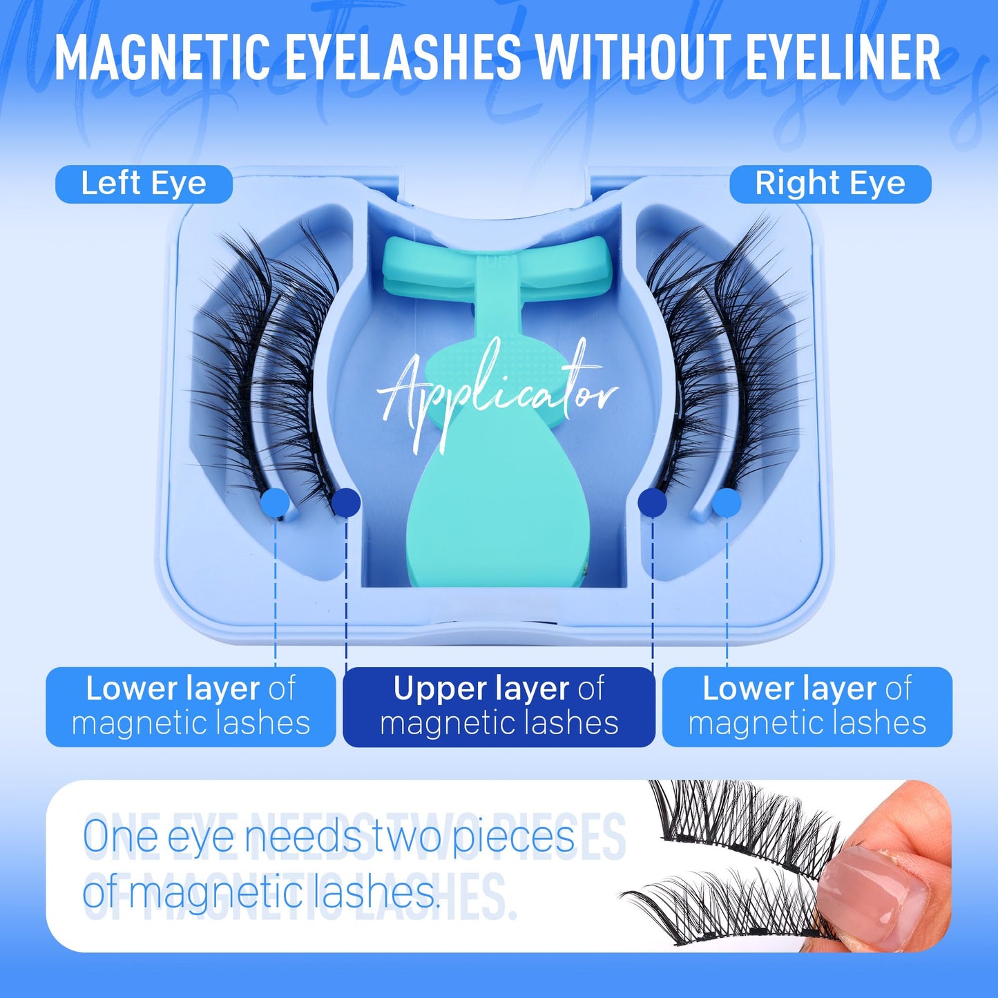 Magnetic Eyelashes with Applicator Magnetic Lashes Fluffy Magnetic Eyelashes without Eyeliner Natural Look Cat Eye Eyelashes Magnetic Lashes with Clamp Reusable No Glue False Eyelashes by Eefofnn