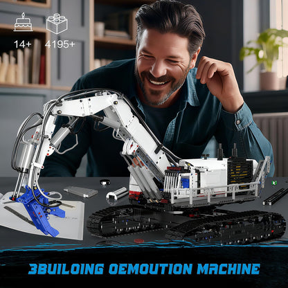 Mould King Mobile Demolition Crane Construction Set, APP Control Motorized Excavator Truck Building Blocks Kit, DIY Assembly STEM Car Toys for Adults - Perfect for Creative Play and Learning (4195+)