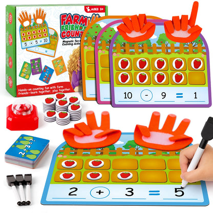 Torlam Magnetic Ten-Frame Set,Finger Number Counters for Kids Math Manipulatives,Counting Blocks for Math Games Addition Subtraction Practice,1st 2nd 3rd Grade Kindergarten Number Blocks Learning Toy