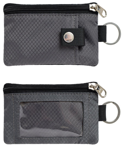 CHENSPRX Minimalist RFID Blocking Small Wallet with ID Window,WaterResistant Zip Id Case Wallet with Lanyard Keychain for Cards,Cash,Travel,Women,Men (DarkGrey)