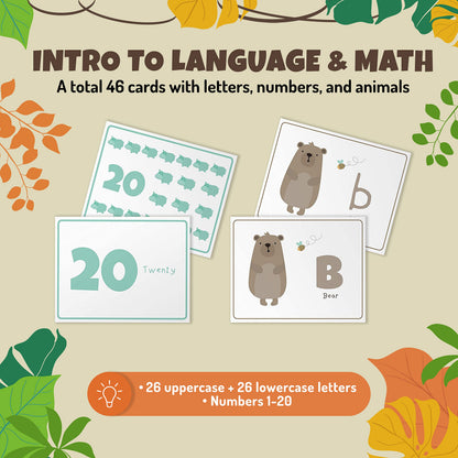Alphabets and Numbers Animal Flash Cards for Babies, Toddlers, Pre-K, and Kindergarten – Montessori Learning Gift – Uppercase & Lowercase Letters, 123 – 46 Extra Thick Educational Cards
