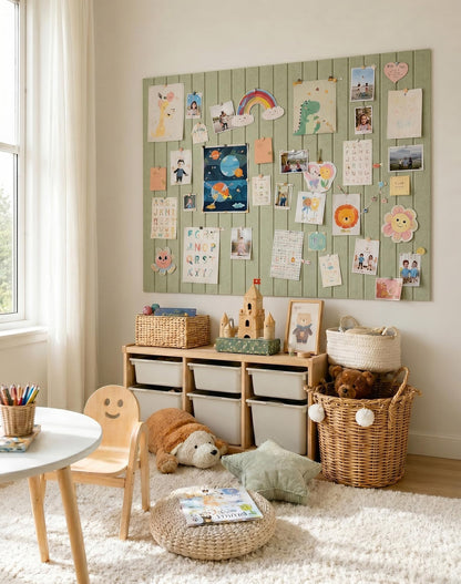 Aothia 12-Pack Felt Bulletin Board Tiles, 48x36 Modular Pin Board for Walls, 0.2" Thick Cork Board Alternative for Office & Classroom, 70 Adhesive Tabs & 40 Pushpins Included(Sage Green)