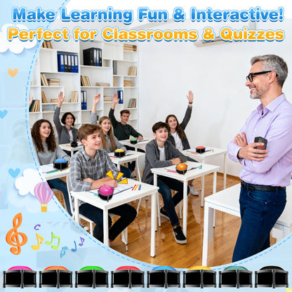 50m Answer Classroom Buzzers Light Up Game Buzzer System, Displays The Winning Player Loud, Console Displays First Buzz, Rechargeable Buzzers Great for Trivia Games, Family Feud, Jeopardy (8)