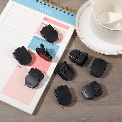 xozeooeu 70 Pcs Cubicle Clips for Fabric Walls, Black Plastic Office Partition Panel Clips with Stainless Steel Pins for Notes, Photos, and Memos (1.38” x 0.98”)