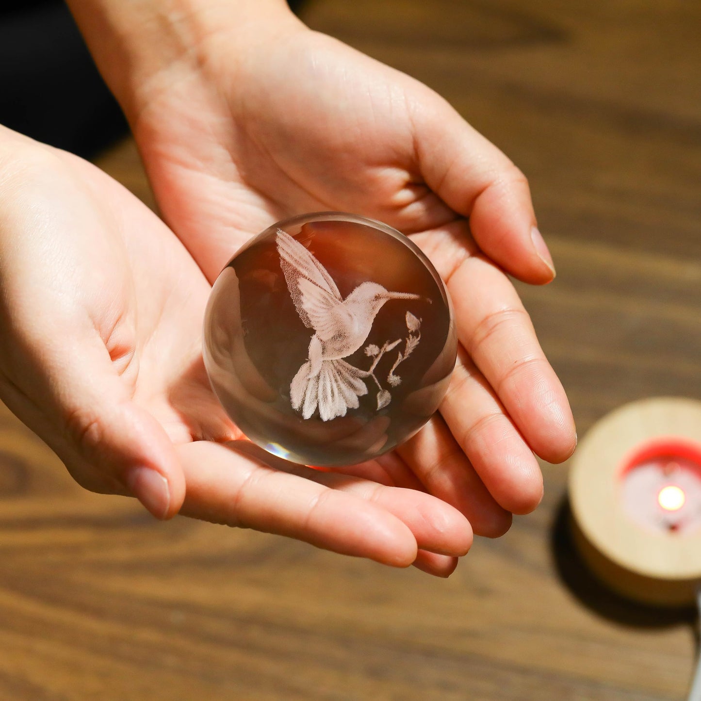 3D Hummingbird Crystal Ball 60mm - Hummingbird Figurine Glass Animal Decor for Room, Birthday, Lovers Keepsake Paperweight