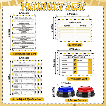 Humyoun Office Party Friendly Feud Game with 2 Answer Buzzers, Team Building Feud Cards for Family Game Night Fun Trivia Quiz for Work Staff Coworkers Groups