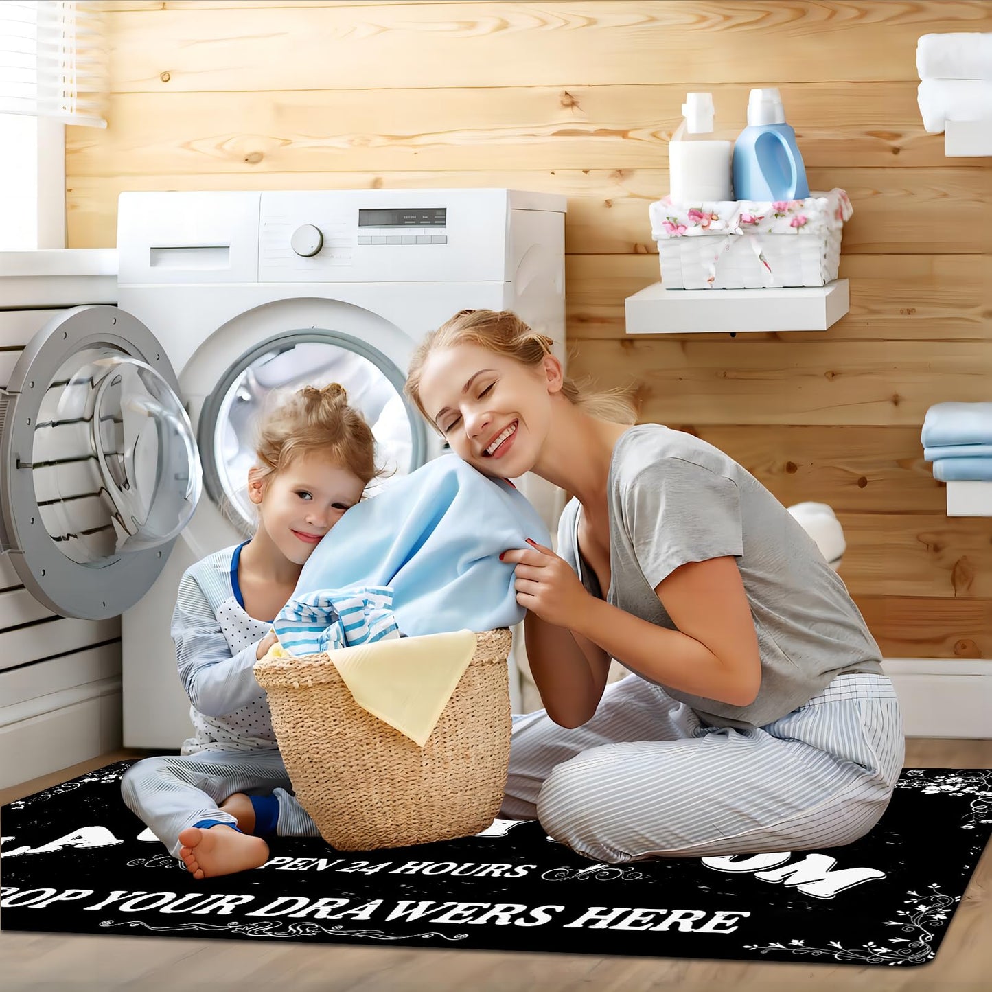Zoke Laundry Room Rug Runner Stylish Non-Slip Laundry Room Mat 20"x47", Versatile, Waterproof Runner for Laundry, Kitchen, and Bathroom, Mudroom Decor and Farmhouse Charm