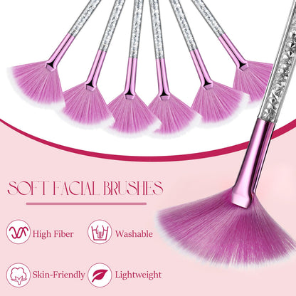 9 Pieces Facial Fan Mask Brushes, Soft Facial Applicator Brushes Tools for Peel Glycolic Makeup for Mud Cream(Champagne)