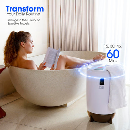 PURE CLEAN Towel Warmers Bucket, with Customized Fragrance for Spa and Bathroom, Luxury Towel Heater Gifts for Him & Her, Auto Shut Off, Fits 2 Large Towels, Blankets, Bathrobes, PJ's (Taupe)