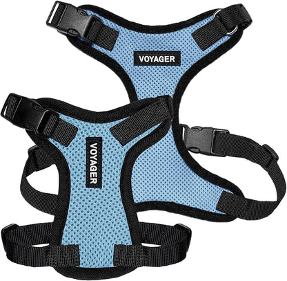 Voyager Step-in Pet Harness - All Weather Mesh, Adjustable Step in Harness for Cats and Dogs by Best Pet Supplies - Baby Blue/Black Trim, S