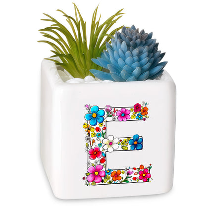 BJDAMAI Succulent Planter Flower Plant Pot Small, Christmas Valentines Day Mothers Day Easter Halloween Family Weekend Return Gifts (Letter E)