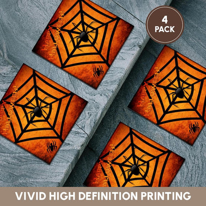 3dRose cst_24192_3 Spiders on Halloween-Ceramic Tile Coasters, Set of 4