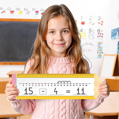 BrightenKidz 26 Pack Pencil Shape Number Line Dry Erase Boards 14"x4" Math Manipulatives for Kindergarten, Students, Classroom Must Haves