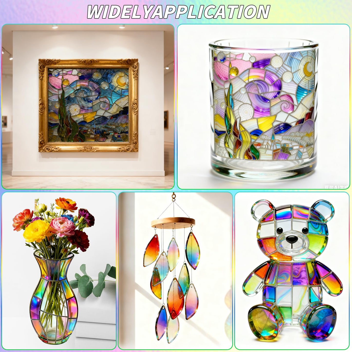 36 Sheets Iridescent Stained Glass Sheet Variety Pack, 4 X 6 inch Cathedral Art Glasses for Home Decor, Stained Glass Supplies for Glass Projects and Mosaic Crafts