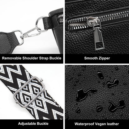 Long Keeper Crossbody Bags for Women Vegan Leather Trendy Sling Chest Bag with Adjustable Wide Strap Small Travel Fanny Pack (Silver)