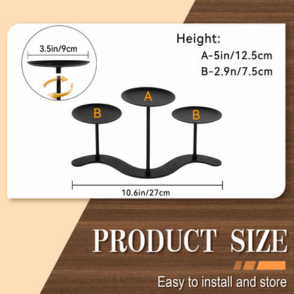 Home Decor Candle Holder Fireplace: 10 inch Metal Pillar Candelabra for Outdoor Wedding Party - Black Candle Stand for Indoor Dining Living Room - Advent Halloween Christmas